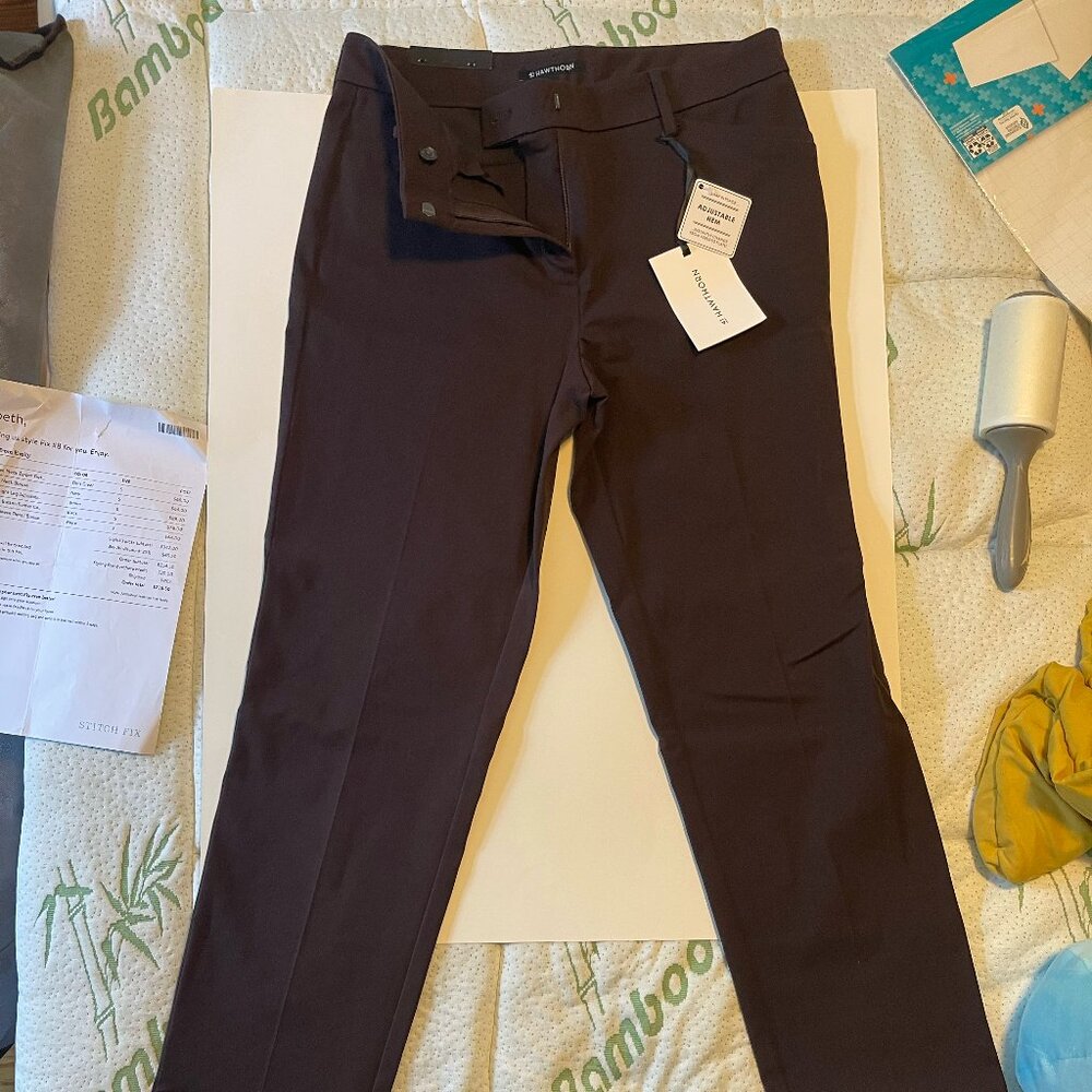 Size 6- Brown- 41- Hawthorn-Becca Straight Leg Adjustable Hem Pant